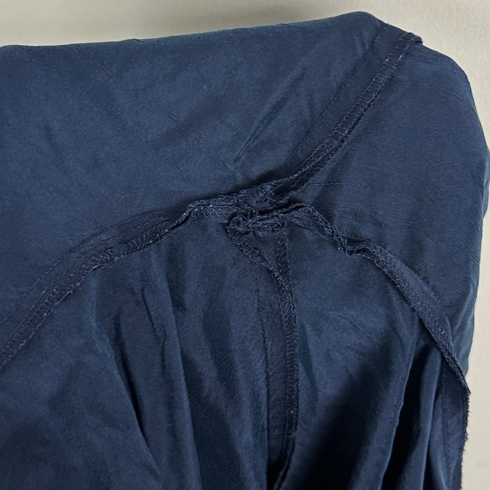 Ralph Lauren 100% Silk Navy Blue Wide Leg Pants Womens Size 12 Back Zip Trousers - Picture 9 of 16